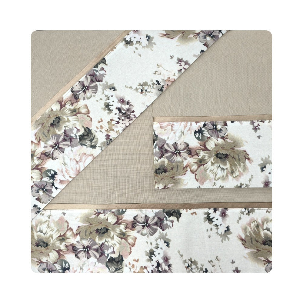 Completo Lenzuola in Puro Cotone con Balza Stampa Digitale - M115 (Sabbia)