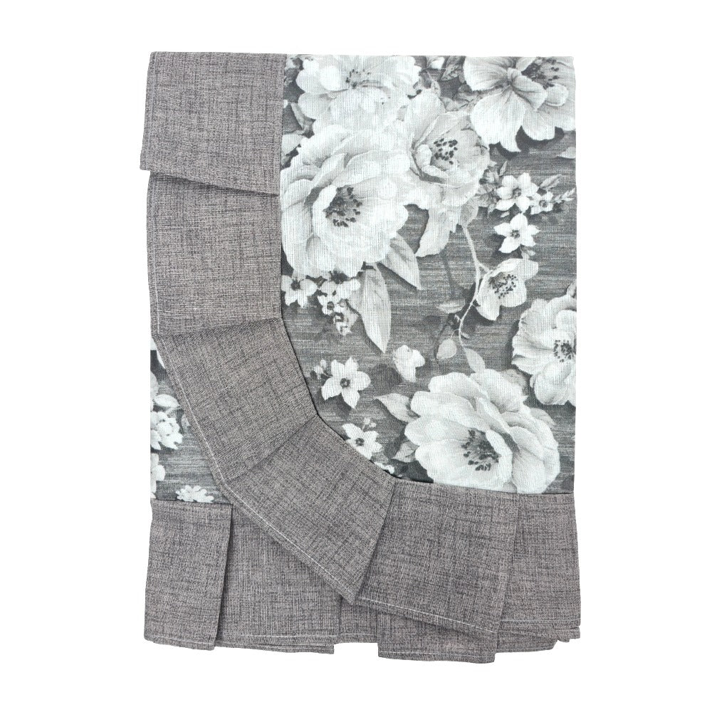 Tovaglia con Volant in Tessuto Cotone Plastificato - Roses (Grigio)