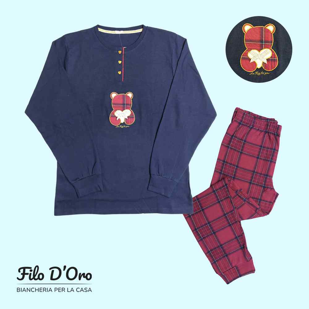 Pigiama Donna Invernale in Caldo Cotone IRGE - M1917 (Blu)