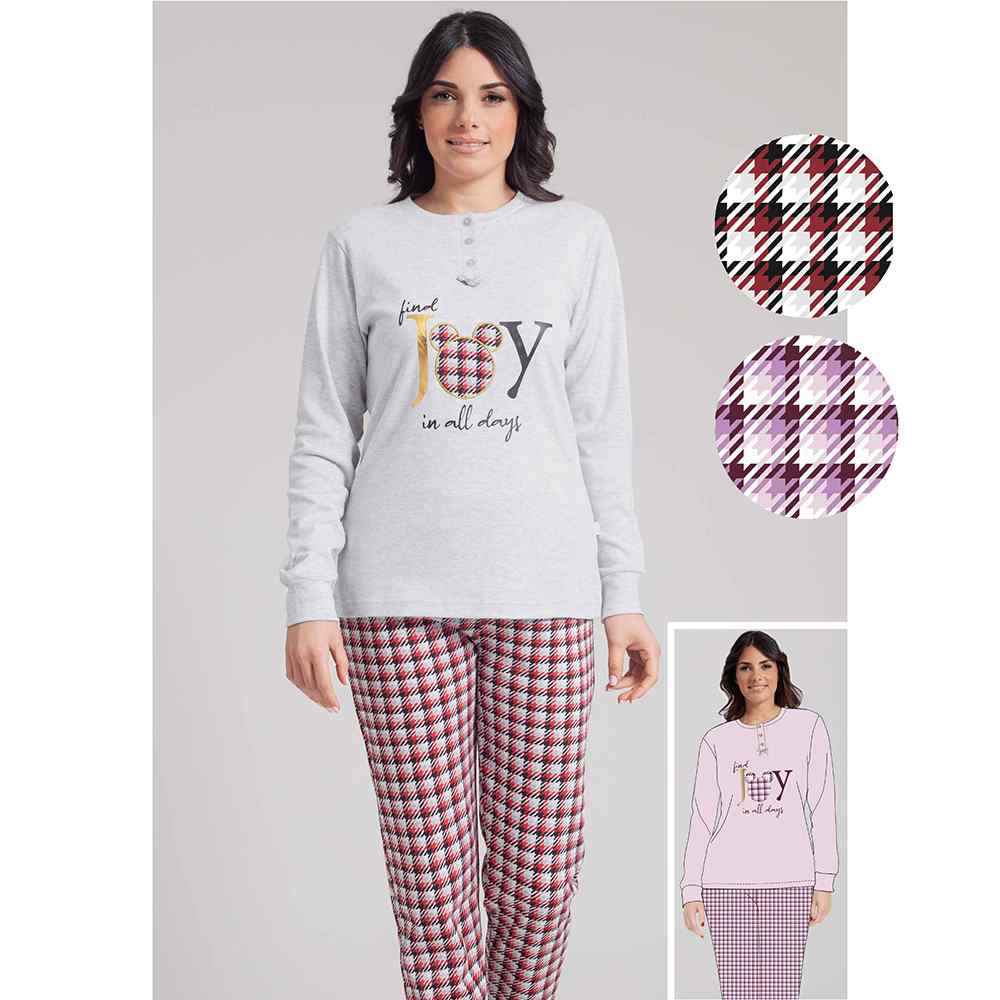Pigiama Donna Invernale in Caldo Cotone IRGE - M1924 (Rosa)