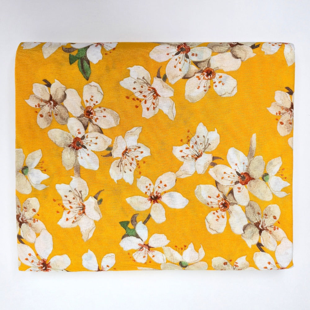 Telo Arredo Copritutto in Cotone 240x275 cm - Flowers (Giallo)