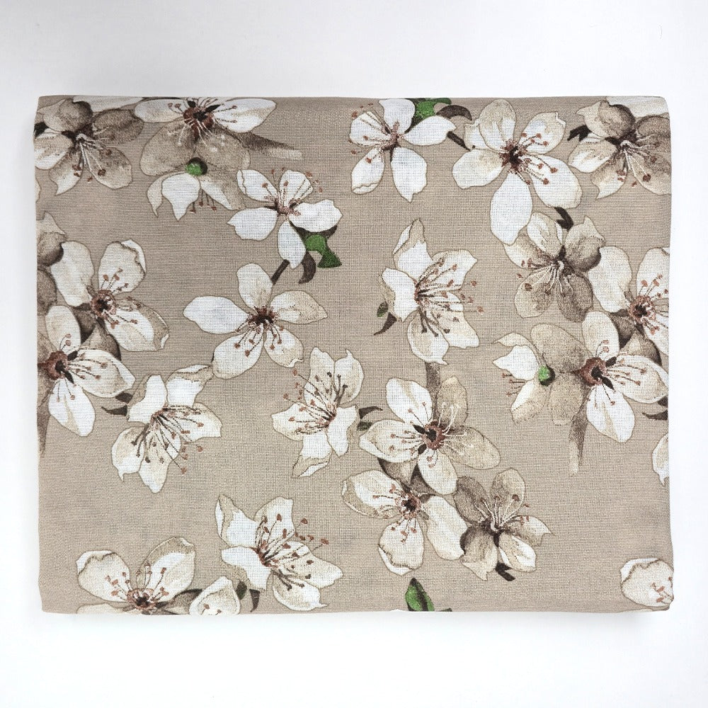 Telo Arredo Copritutto in Cotone 240x275 cm - Flowers (Beige)