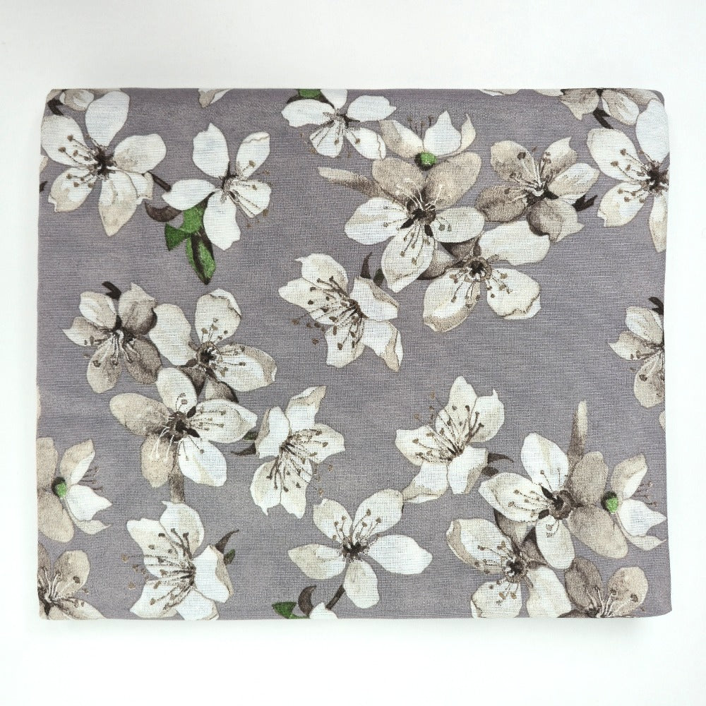 Telo Arredo Copritutto in Cotone 240x275 cm - Flowers (Grigio)