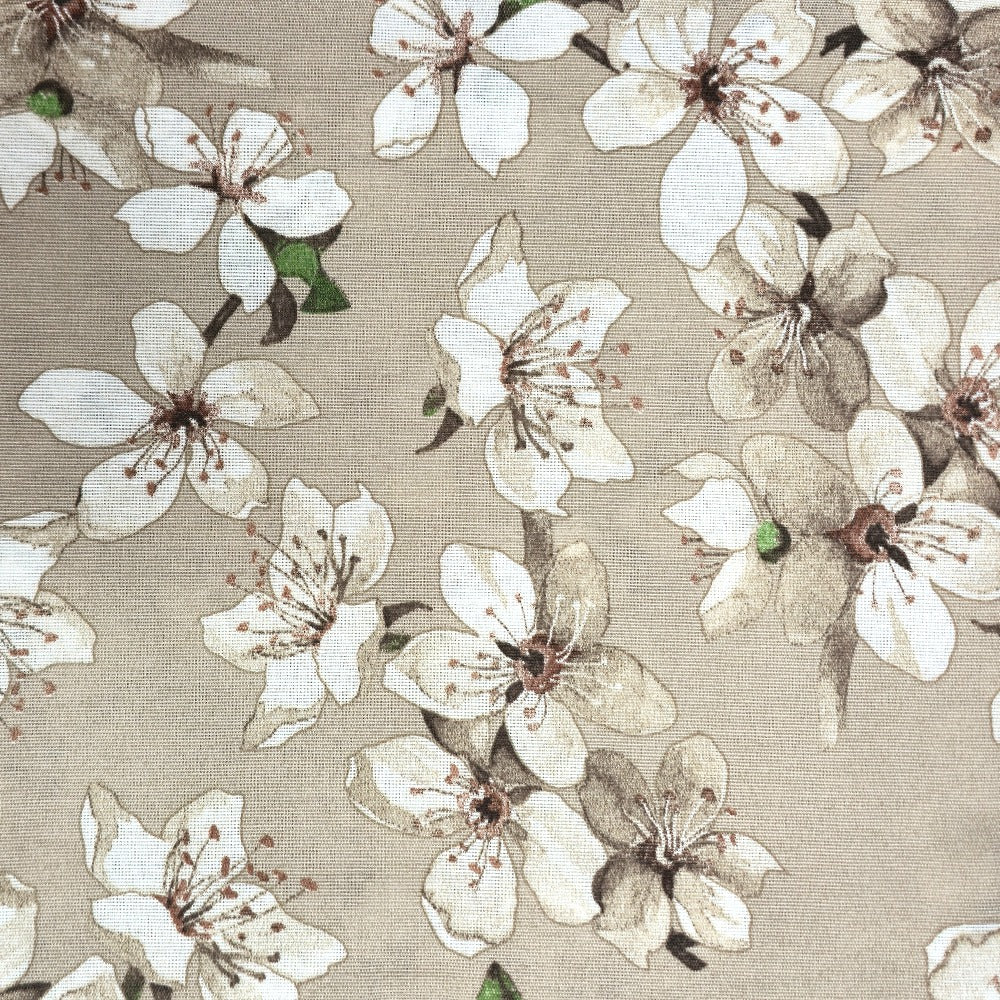 Telo Arredo Copritutto in Cotone 240x275 cm - Flowers (Beige)