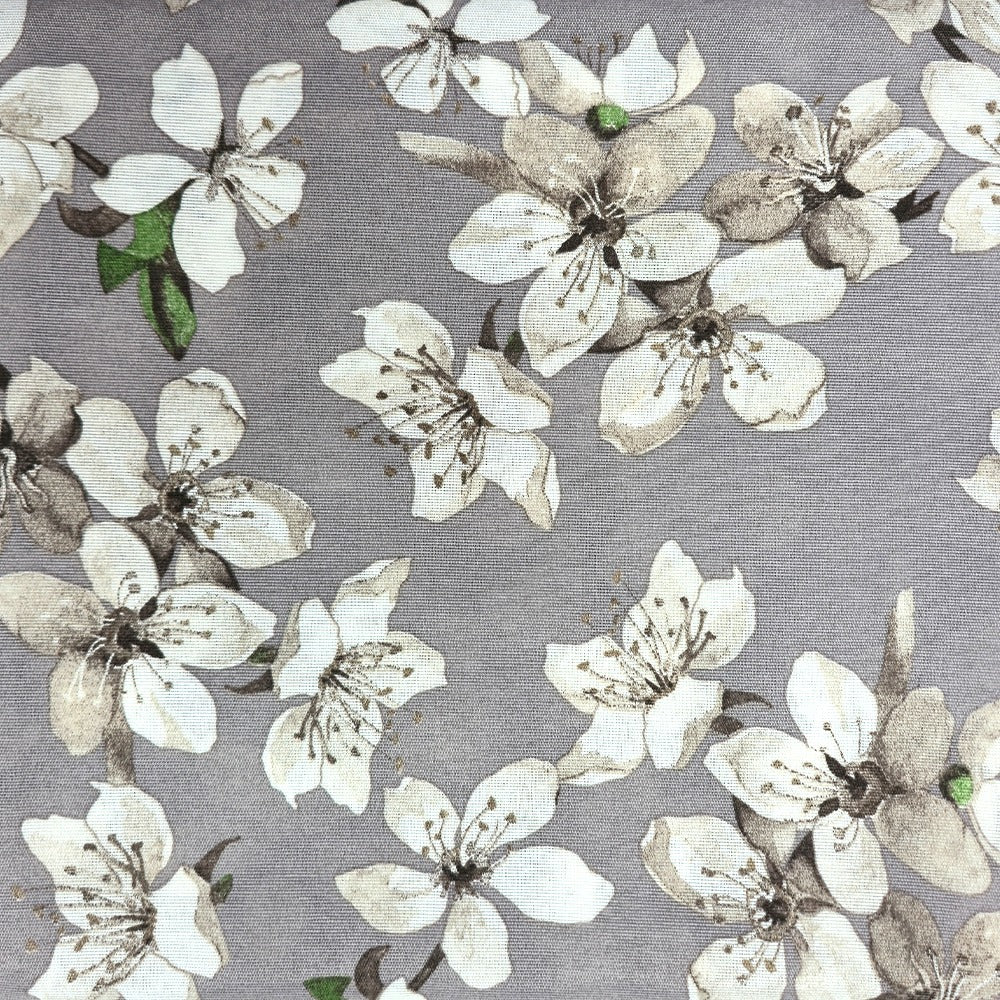 Telo Arredo Copritutto in Cotone 240x275 cm - Flowers (Grigio)
