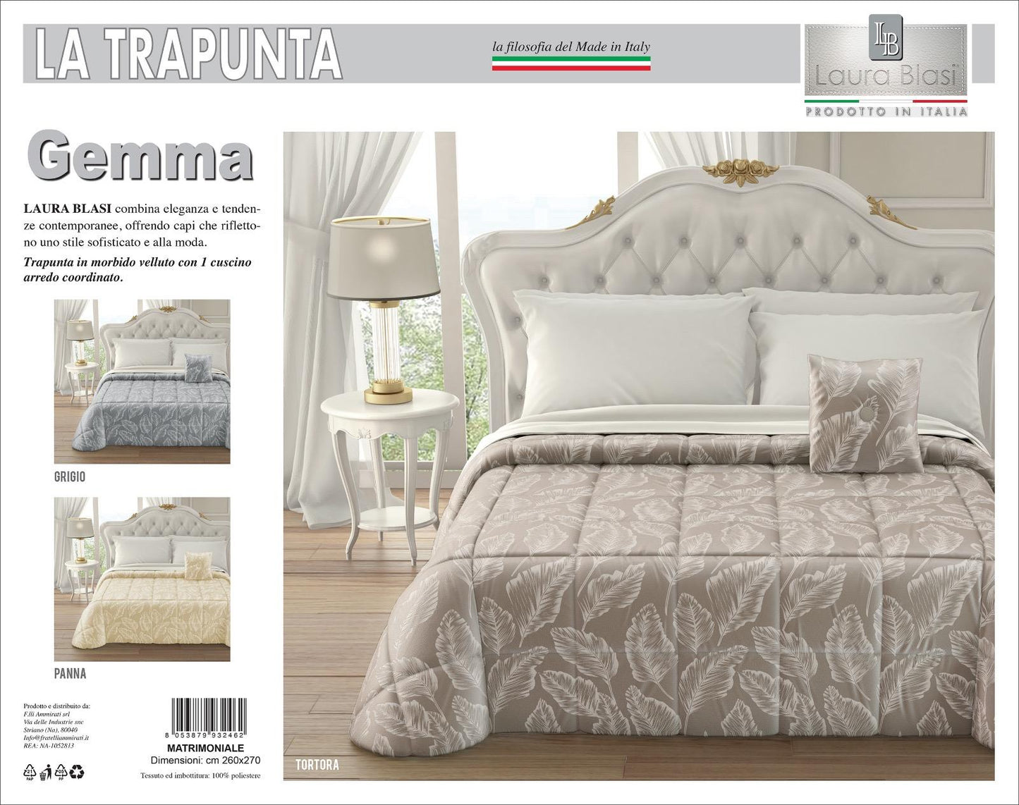 Trapunta Invernale in Velluto Jacquard di Laura Blasi - Gemma (Panna)