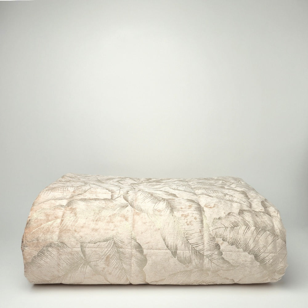 Trapuntino Primaverile in Velluto con Stampa Foil Dorato - Livia (Beige)