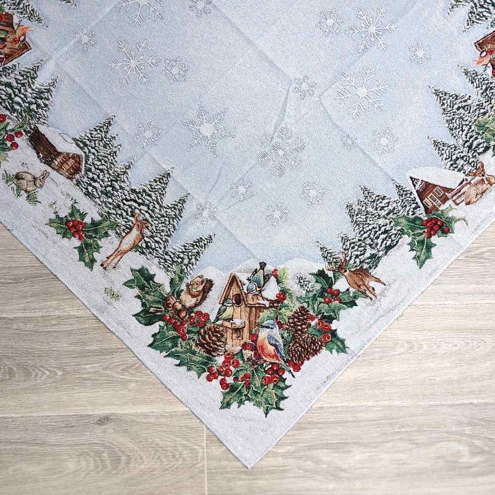 Centrotavola quadrata natalizia in tessuto Gobelin 100 x 100 cm - Nevicata