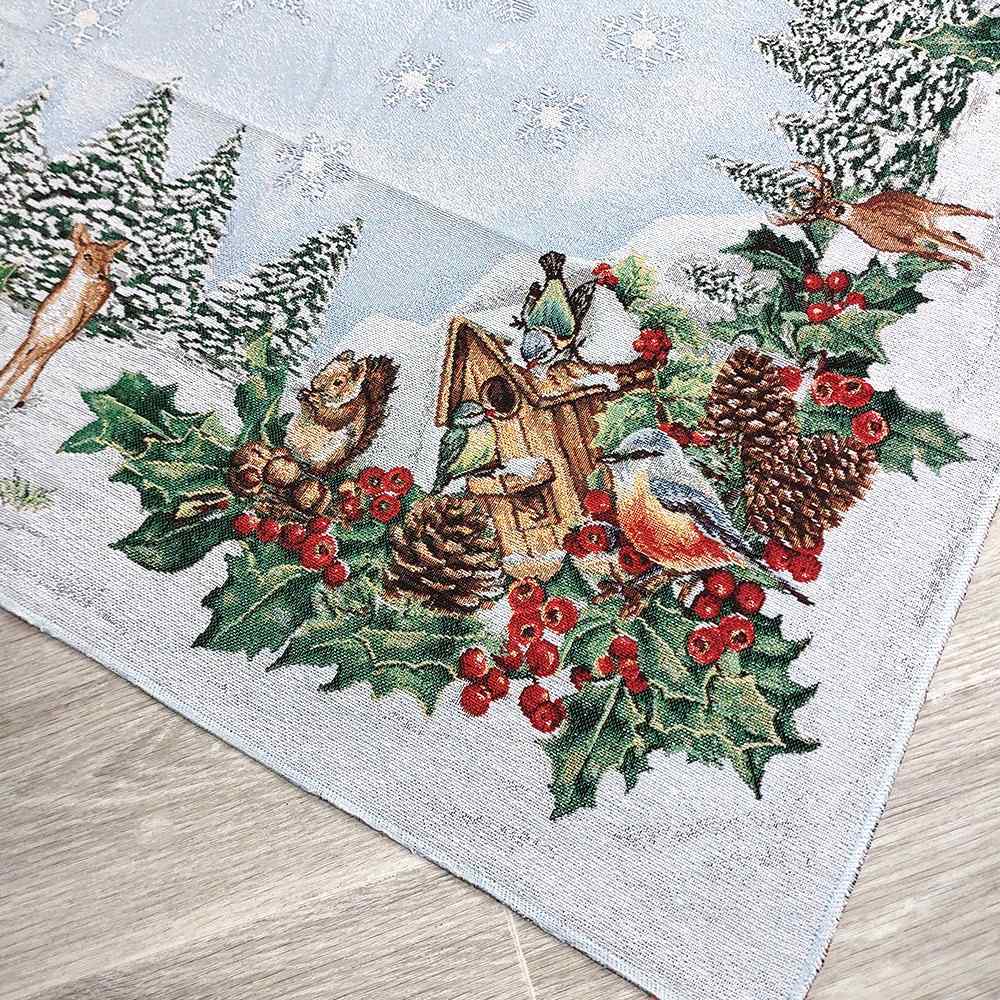 Centrotavola quadrata natalizia in tessuto Gobelin 100 x 100 cm - Nevicata