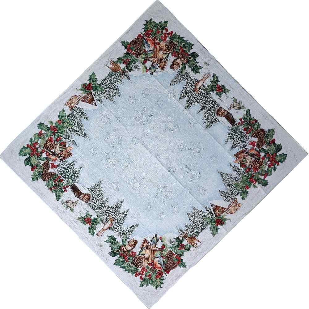 Centrotavola quadrata natalizia in tessuto Gobelin 100 x 100 cm - Nevicata