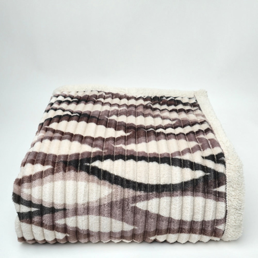 Plaid in morbido coral fleece con retro in pelliccia, 200x210cm - PL101