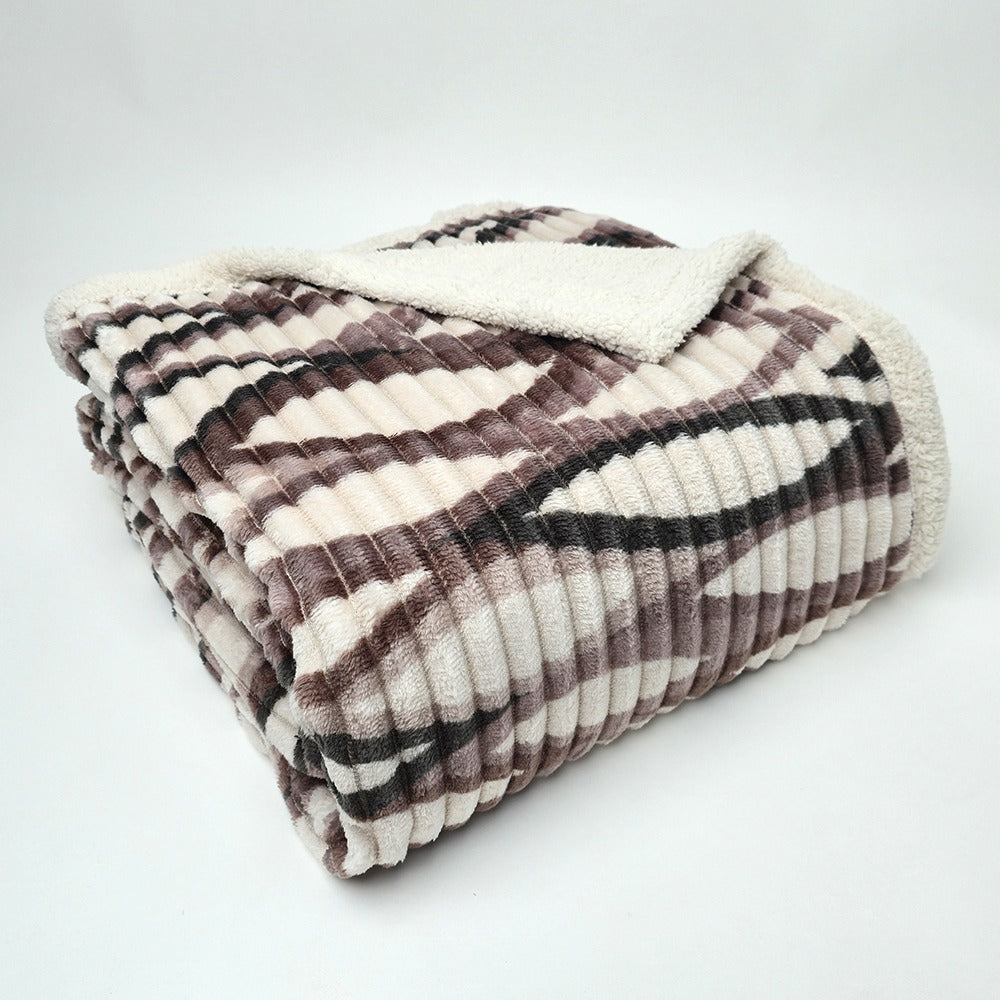 Plaid in morbido coral fleece con retro in pelliccia, 200x210cm - PL101