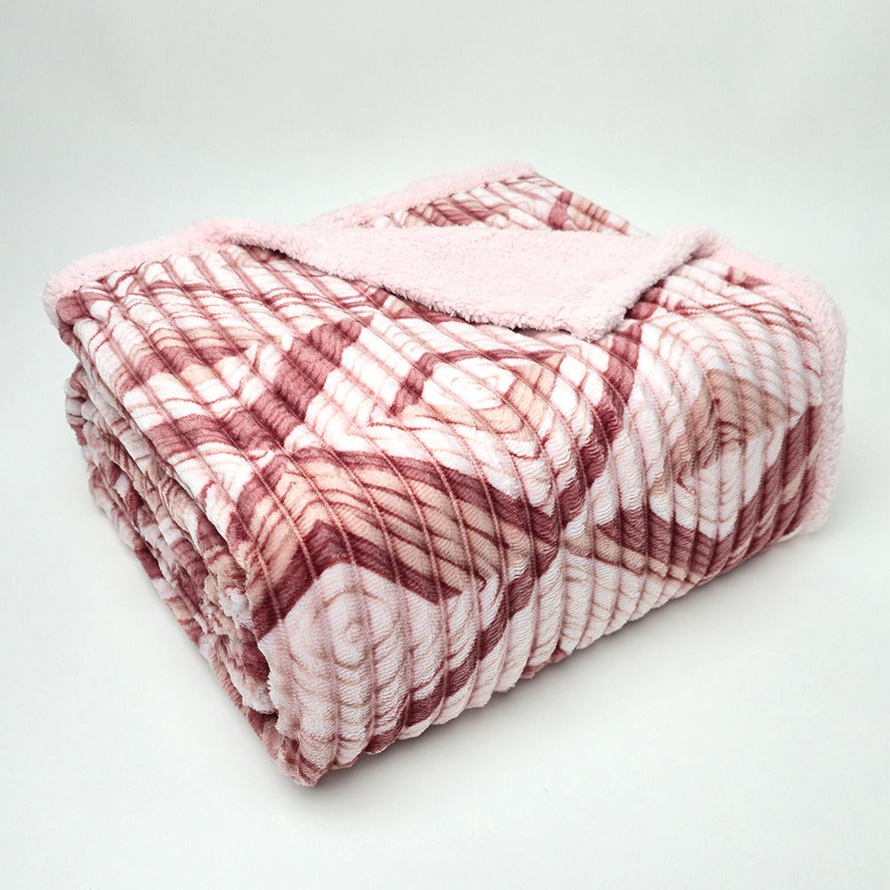 Plaid in morbido coral fleece con retro in pelliccia, 200x210cm - PL109