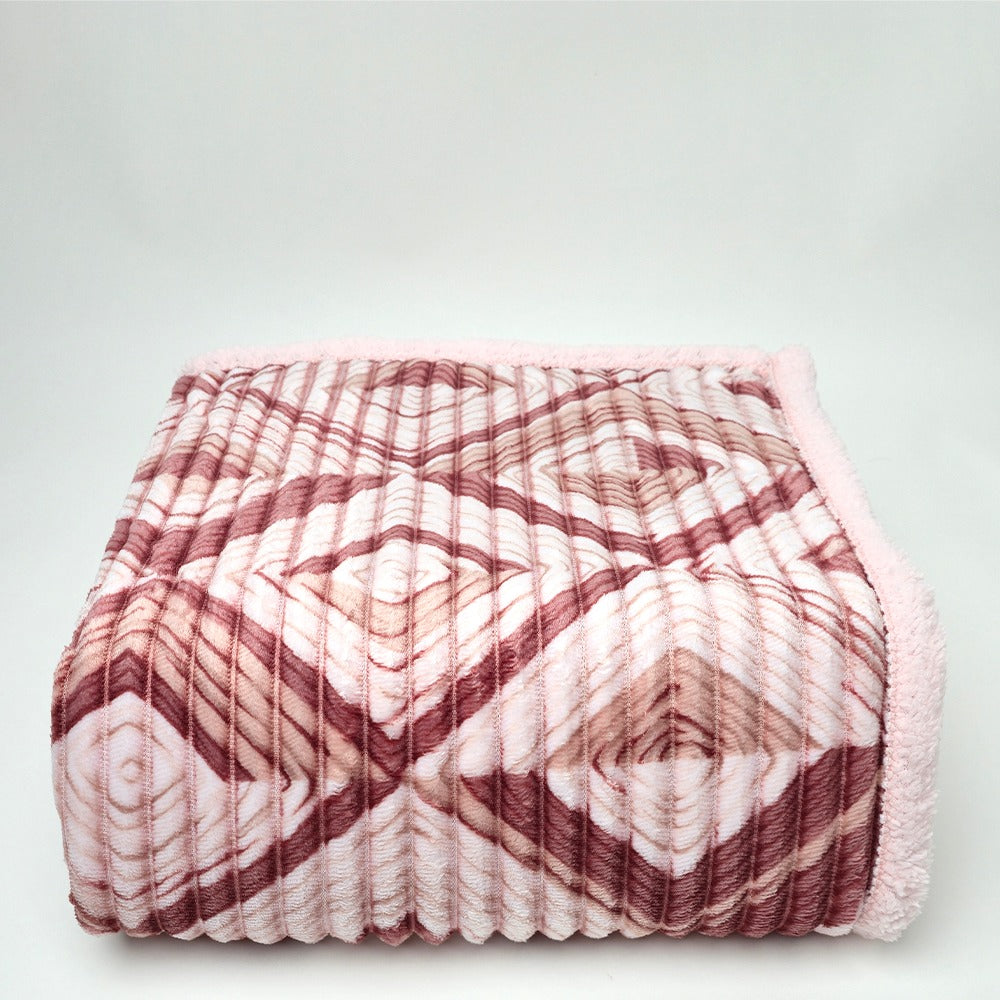 Plaid in morbido coral fleece con retro in pelliccia, 200x210cm - PL109