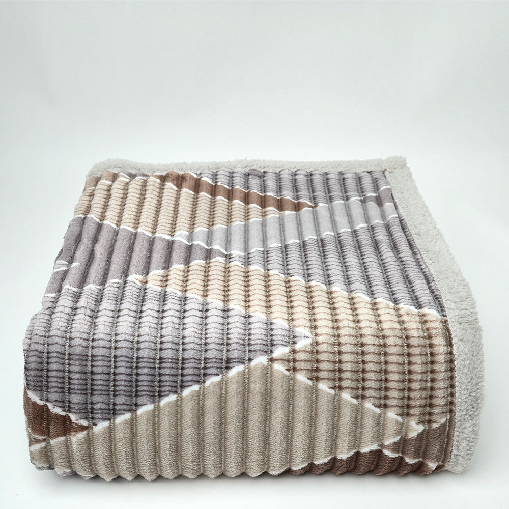 Plaid in morbido coral fleece con retro in pelliccia, 200x210cm - PL105