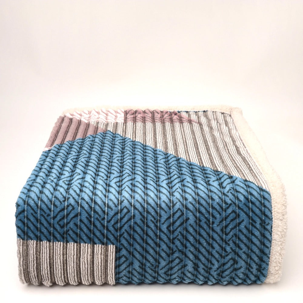 Plaid in morbido coral fleece con retro in pelliccia, 200x210cm - PL107