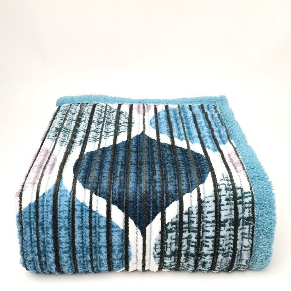 Plaid in morbido coral fleece con retro in pelliccia, 200x210cm - PL104
