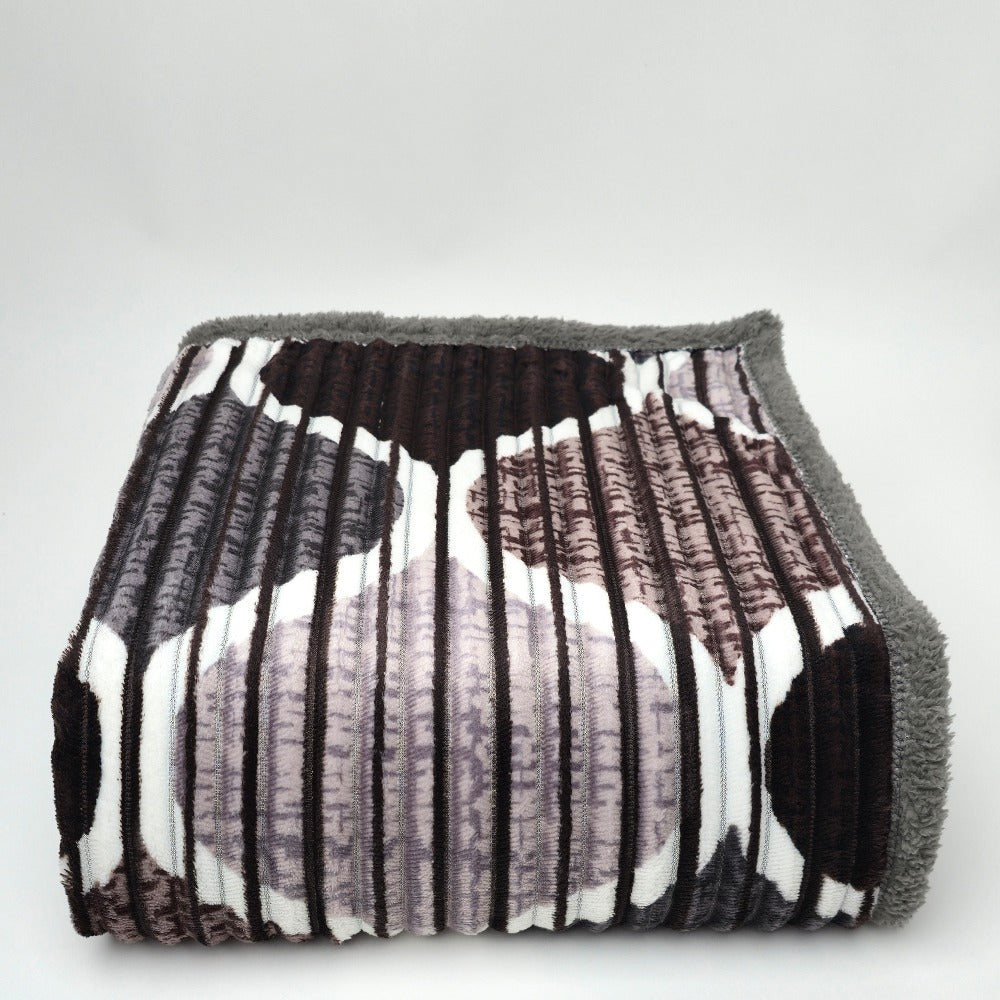 Plaid in morbido coral fleece con retro in pelliccia, 200x210cm - PL103