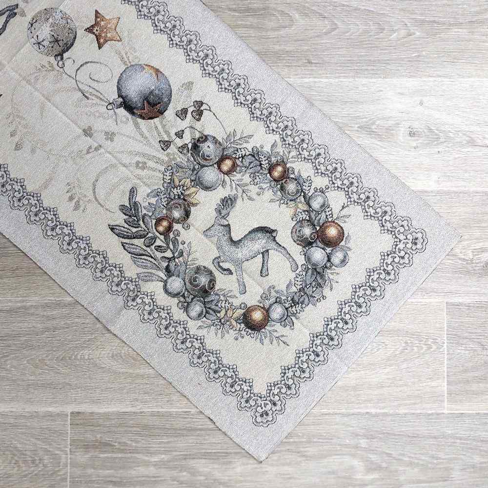 Runner natalizia in tessuto Gobelin 40 x 140 cm - Argento