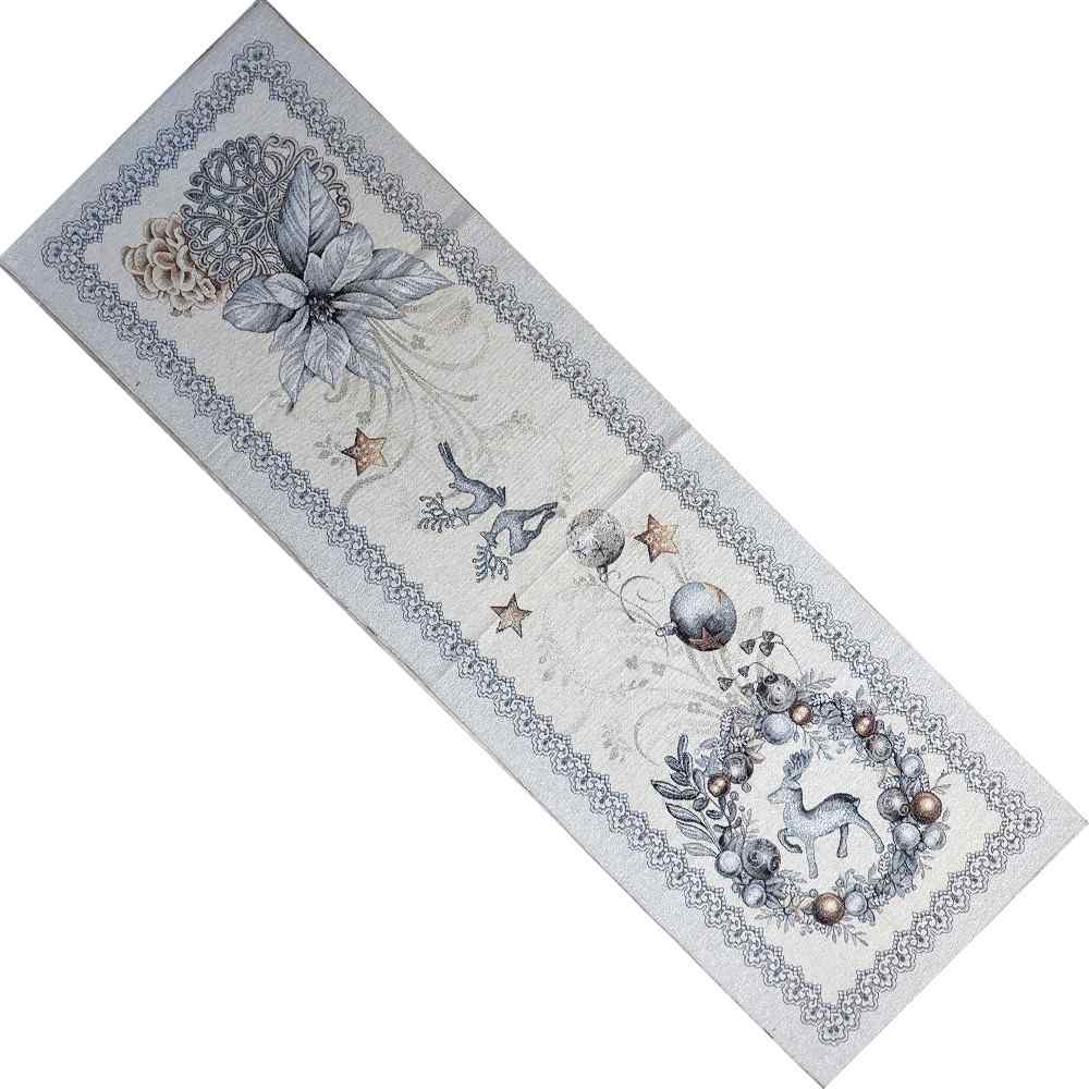 Runner natalizia in tessuto Gobelin 40 x 140 cm - Argento