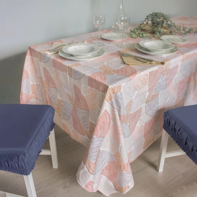 Tovaglia con Tovaglioli in 100% Cotone di Maestri Cotonieri- Simmetrie (Sabbia)