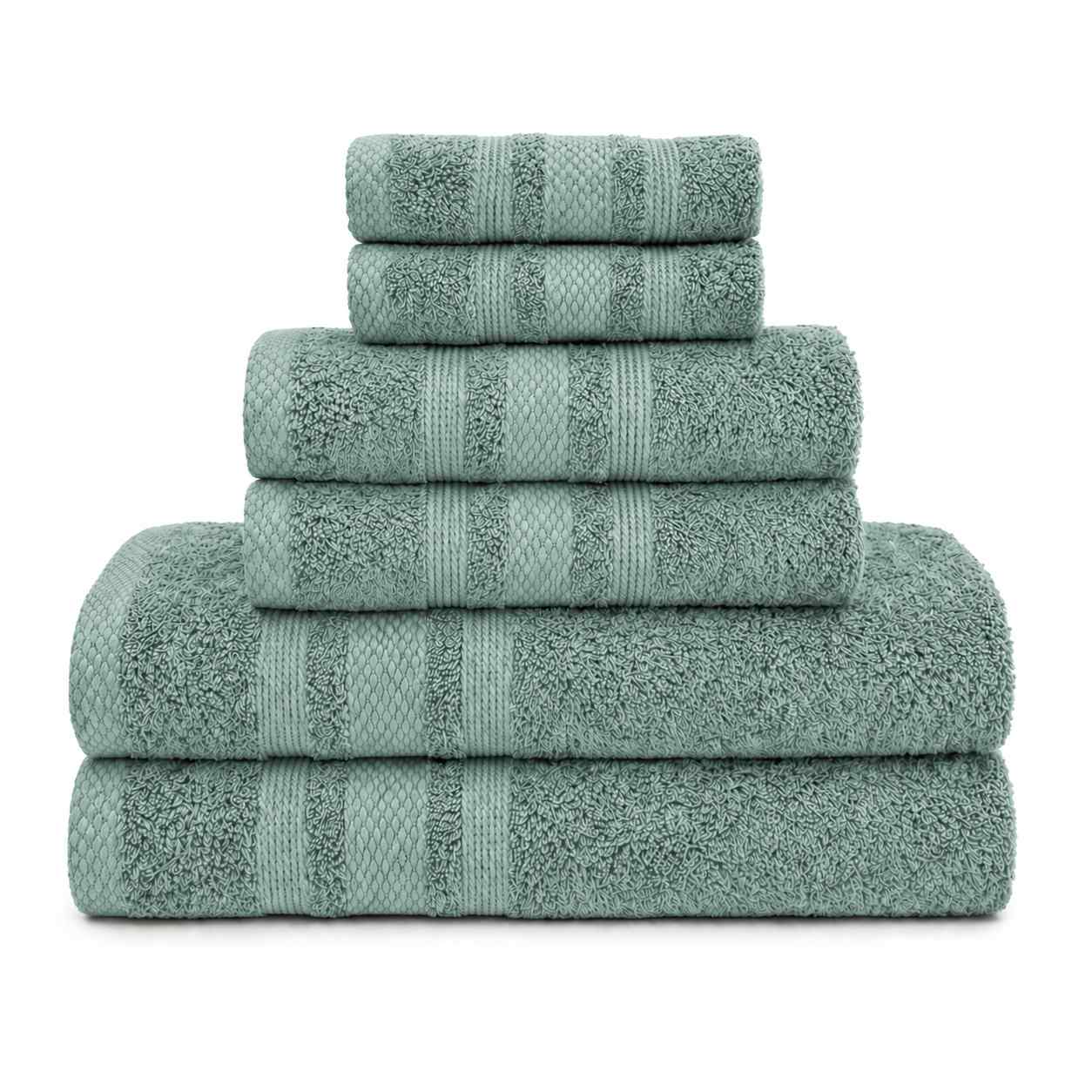 Set Asciugamani Bagno 6 Pezzi, 100% Puro Cotone, 2 Telo Doccia + 2 Asciugamani Viso + 2 Ospiti, Morbidi e Assorbenti, Spugna 600 gr, per Bagno, Hotel e Spa