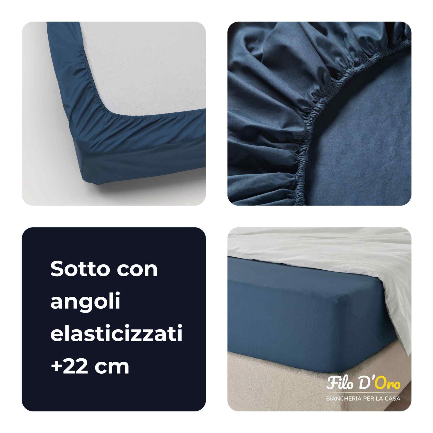 Completo Lenzuola in Puro Cotone Una Piazza e Mezza - M131 (Grigio)