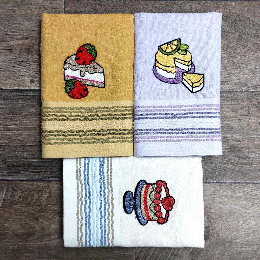 Set 3 pezzi Strofinacci in Spugna con Ricamo - Delizie 01