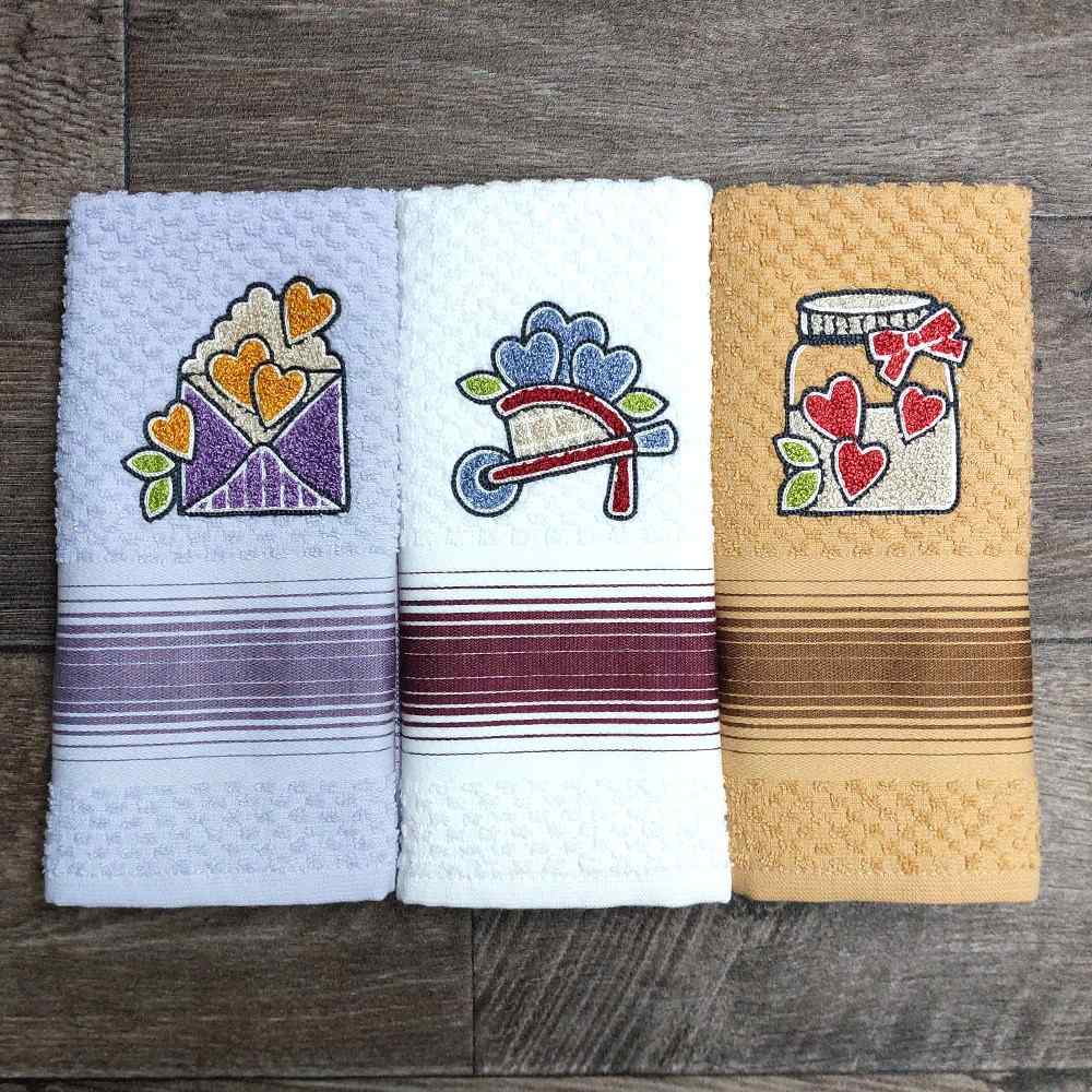 Set 3 pezzi Strofinacci in Spugna con Ricamo - Betty 02