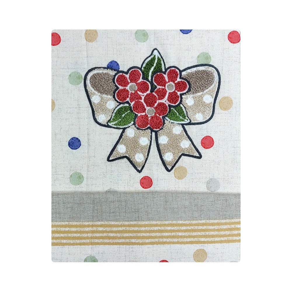 Tovaglia in Cotone con Ricamo di VINGI Ricami - Fiocco (Vari Colori)