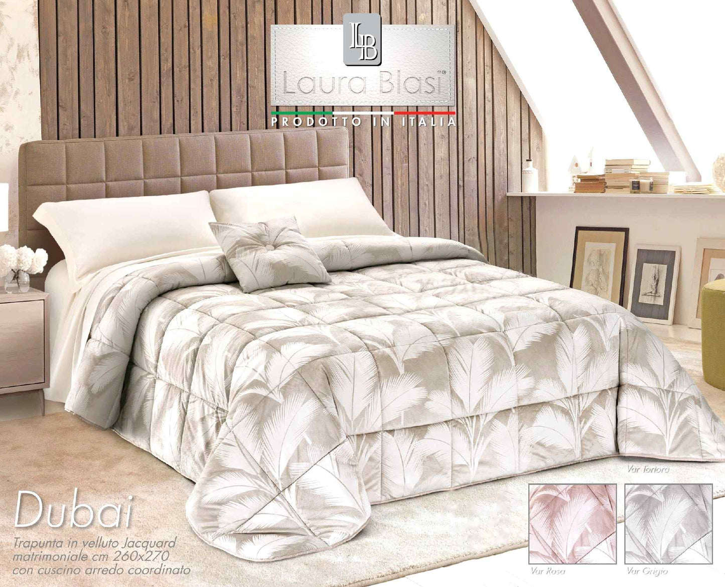 Trapunta Invernale in Velluto Jacquard di Laura Blasi - Dubai (Beige)
