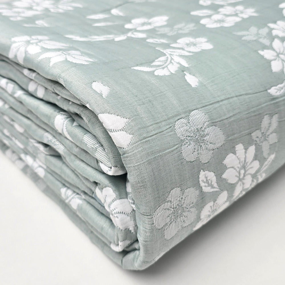 Trapuntino Copriletto Jacquard Double-Face Matrimoniale - Aurora (Verde)