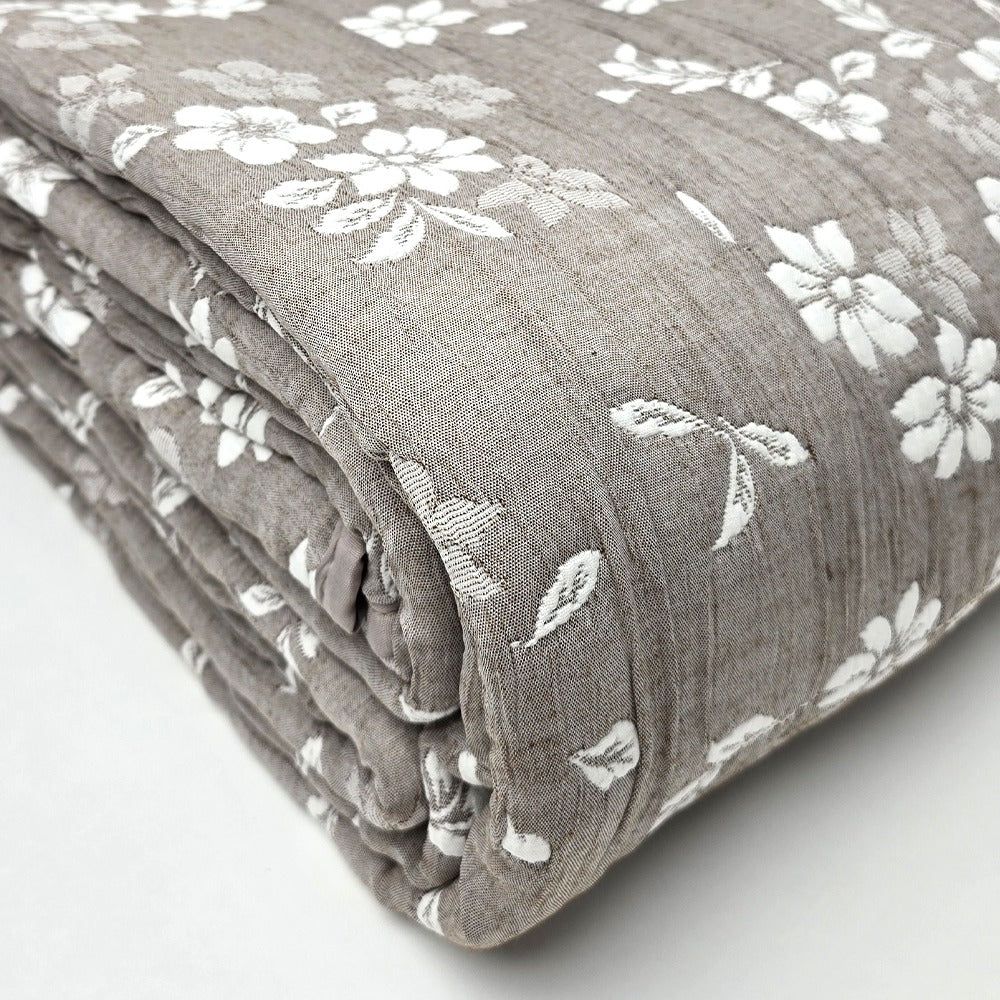 Trapuntino Copriletto Jacquard Double-Face Matrimoniale - Aurora (Tortora)