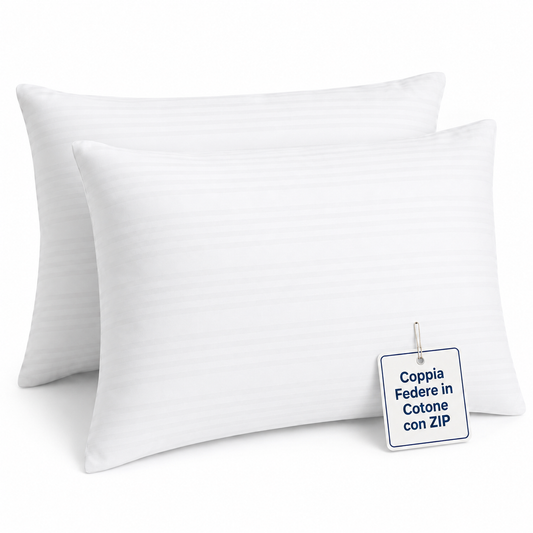 Coppia Federe Copriguanciale in Cotone con ZIP
