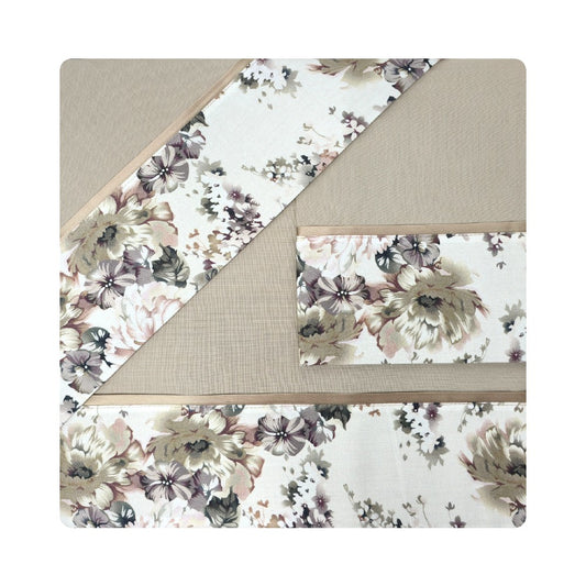 Completo Lenzuola in Puro Cotone con Balza Stampa Digitale - M115 (Sabbia)