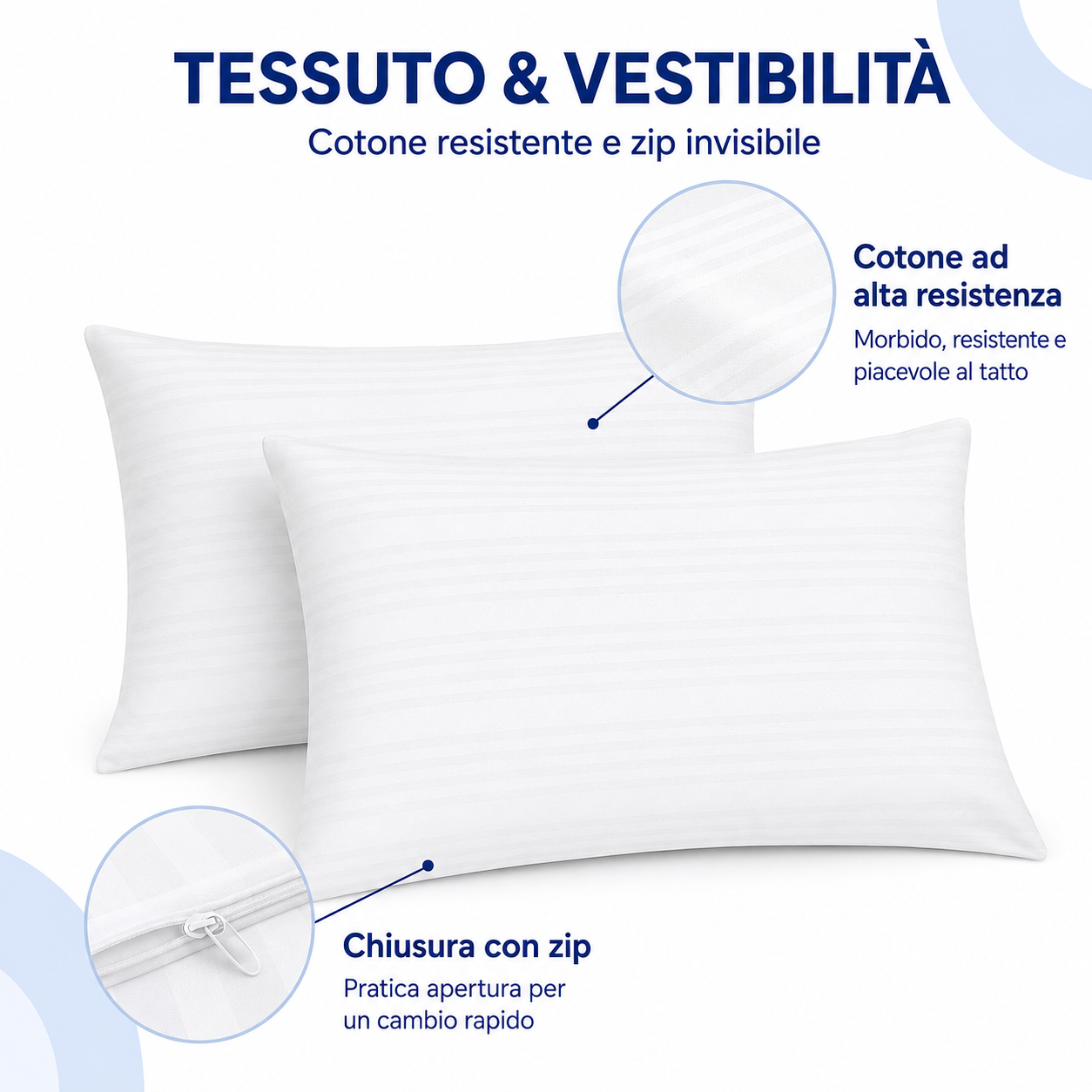 Coppia Federe Copriguanciale in Cotone con ZIP
