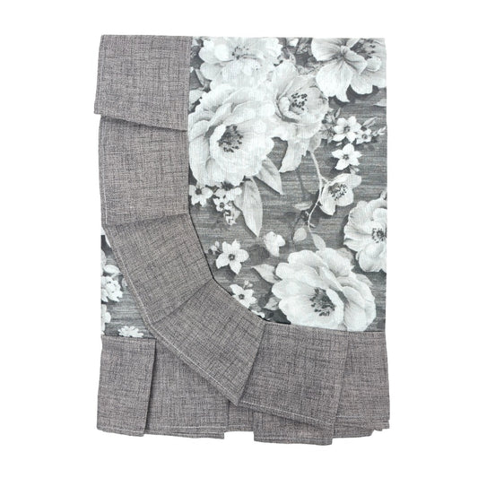 Tovaglia con Volant in Tessuto Cotone Plastificato - Roses (Grigio)