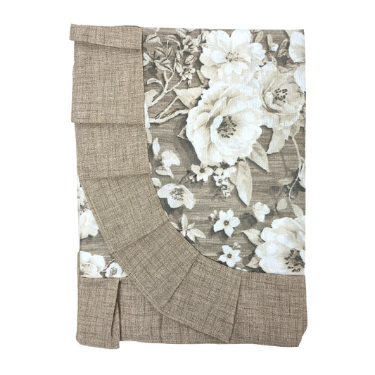 Tovaglia con Volant in Tessuto Cotone Plastificato - Roses (Beige)
