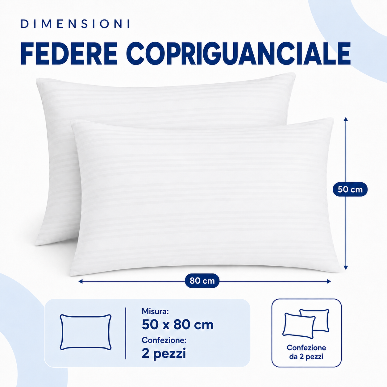 Coppia Federe Copriguanciale in Cotone con ZIP