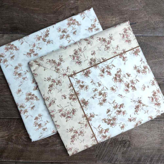 Completo Lenzuola in Puro Cotone Matrimoniale - M149 (Beige)