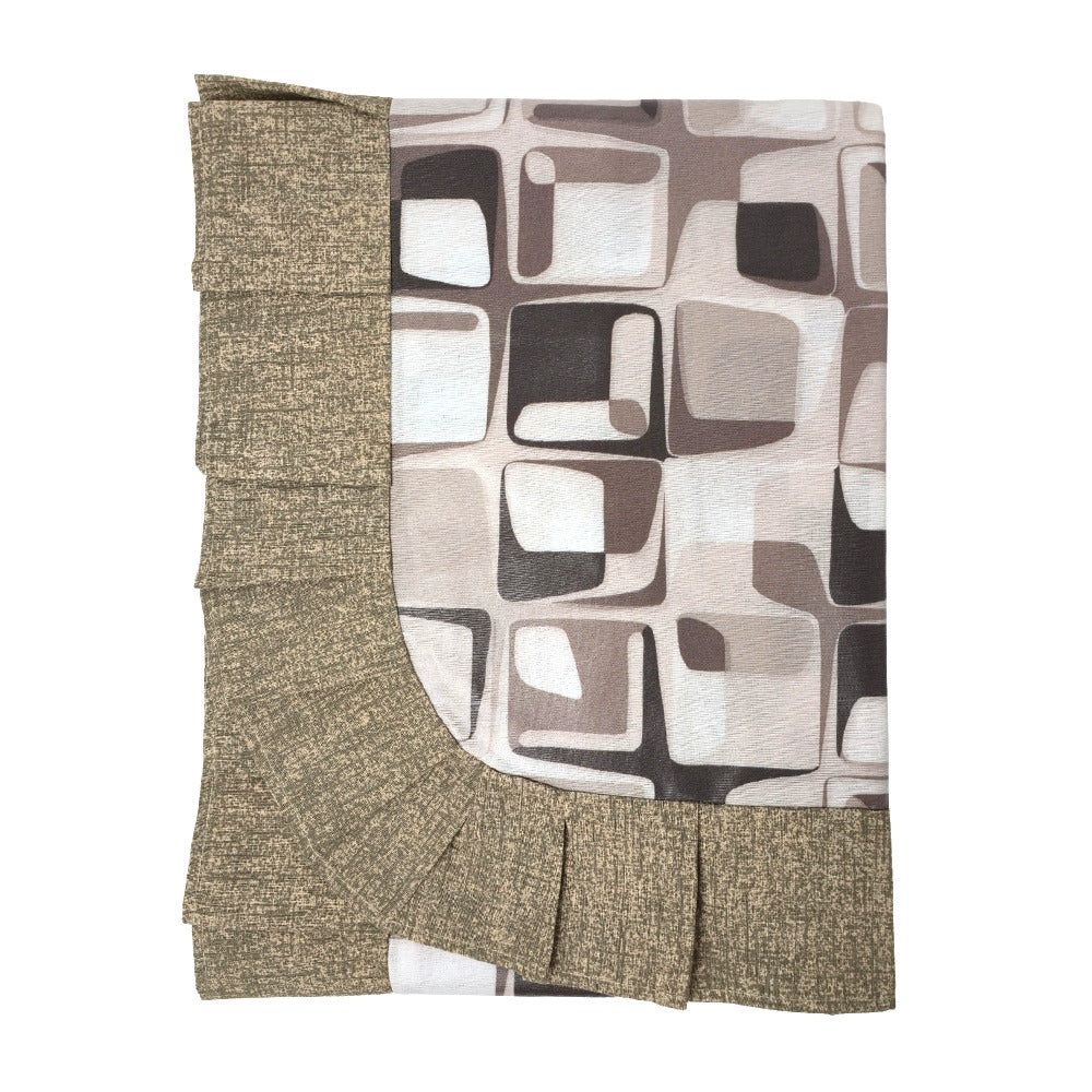 Tovaglia con Volant in Tessuto Cotone Plastificato - Modern (Beige)