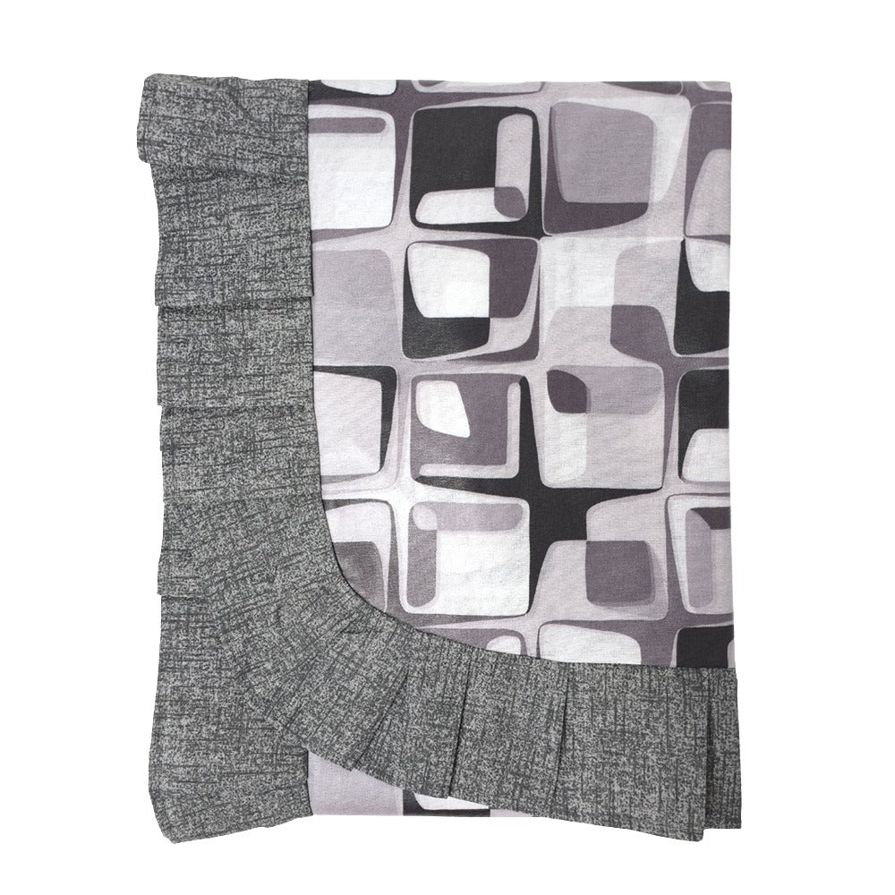Tovaglia con Volant in Tessuto Cotone Plastificato - Modern (Grigio)