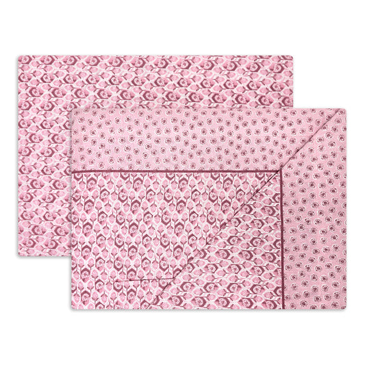 Completo Lenzuola in Flanella Matrimoniale - F124 (Rosa)