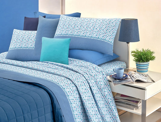 Completo lenzuola in Cotone dimensioni varie - M159 (Azzurro)