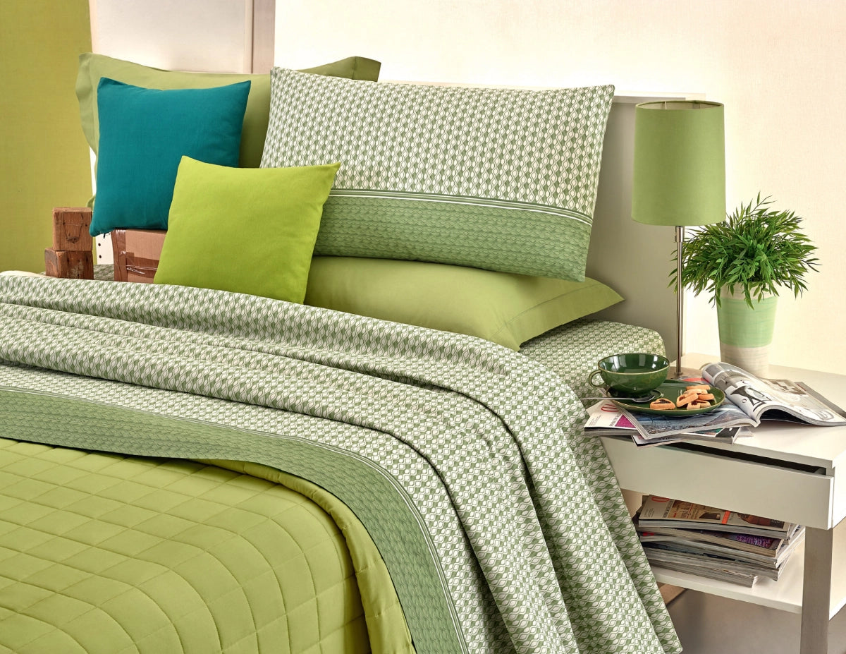 Completo lenzuola in Cotone dimensioni varie - M158 (Verde)