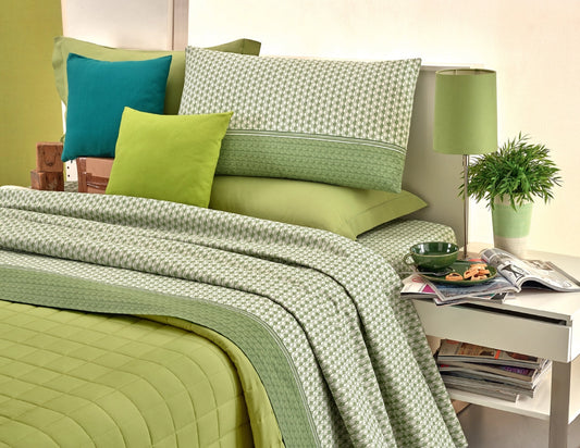 Completo lenzuola in Cotone dimensioni varie - M158 (Verde)