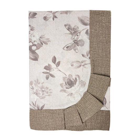 Tovaglia con Volant in Tessuto Cotone Plastificato - Butterfly (Beige)