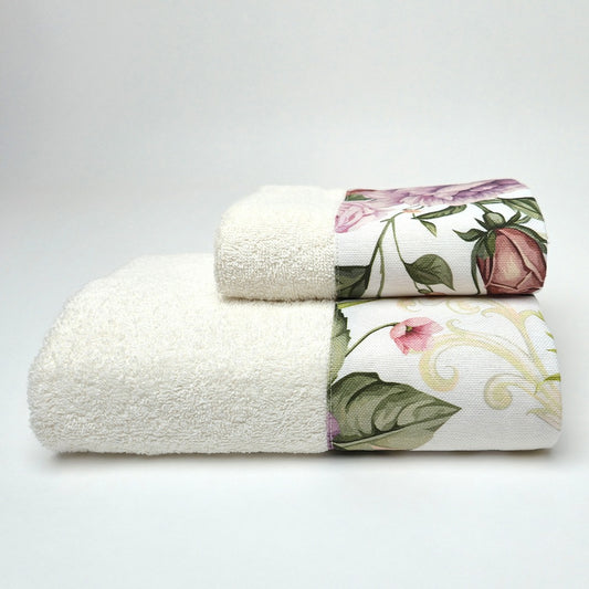 Set Asciugamani 1+1 (Viso + Ospite) con Balza Stampata - Clover