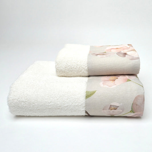 Set Asciugamani 1+1 (Viso + Ospite) con Balza Stampata - Maple