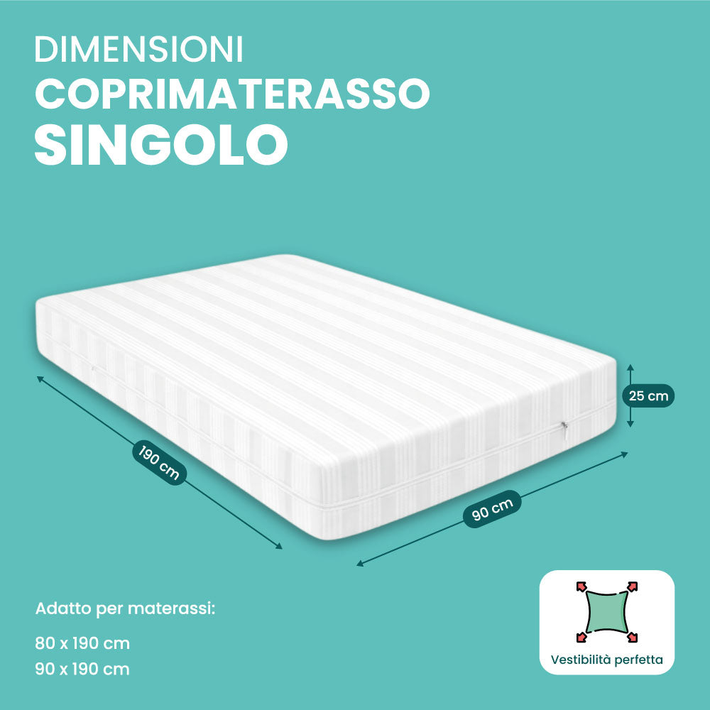 Coprimaterasso con Cerniera in Cotone, Fodera Materasso a Sacco con Zip, Protezione Integrale Anti-Acaro